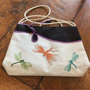 Vintage silk Embroidered Dragonfly Women's Bag